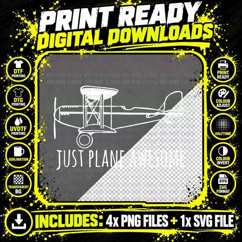 Just Plane Awesome Pun Cool T-Shirt Png SVG Digital Bundle