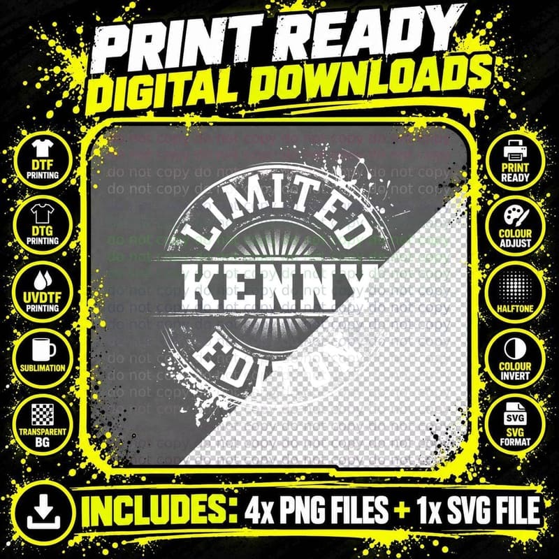 KENNY Limited Edition Funny Personalized Name Joke Gift Png SVG Digital Bundle