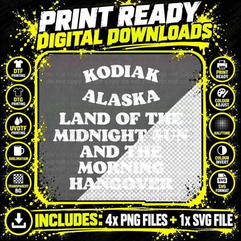 Kodiak Alaska Retro Funny Tourist Souvenir T-Shirt Png SVG Digital Bundle