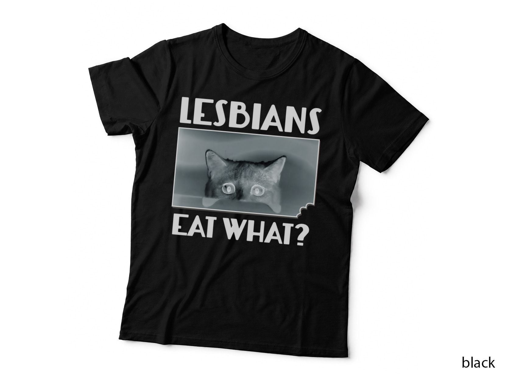 Lesbians Eat What Funny Scared Kitten T-Shirt