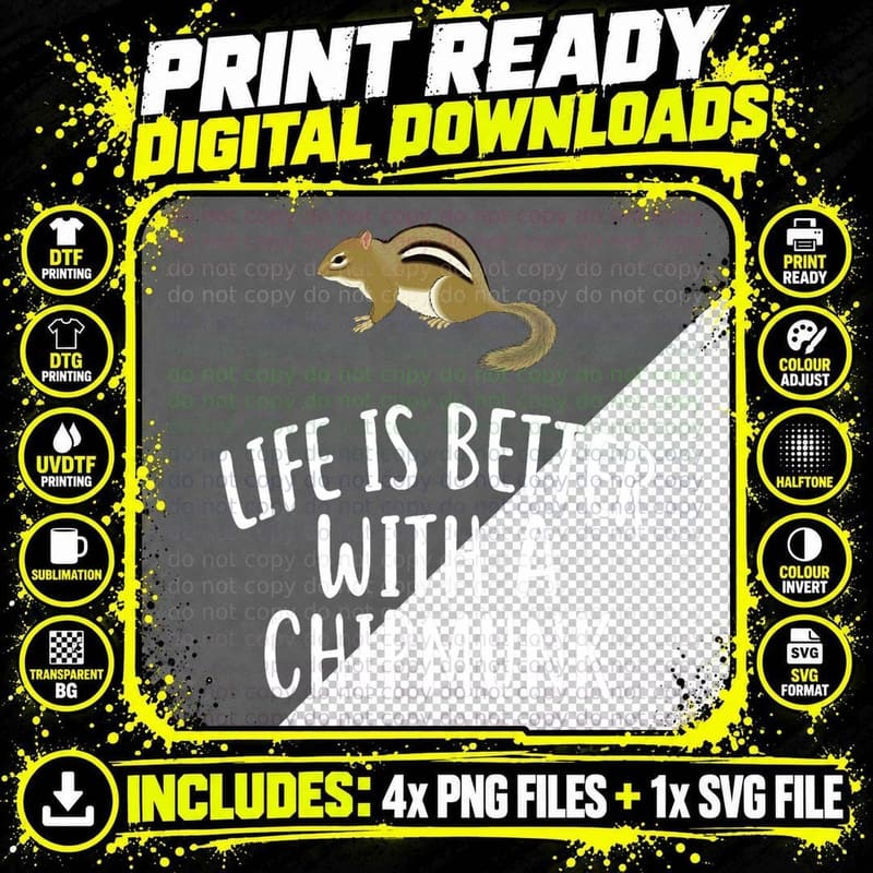 Life Is So Much Better With a Chipmunk T-Shirt Funny Png SVG Digital Bundle