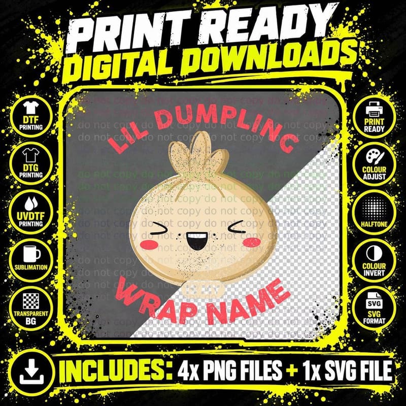 Lil Dumpling Asian Chinese Dim Sum Joke Food Humor Png SVG Digital Bundle