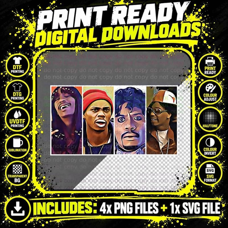 Many Faces of Dave Chappelle T-Shirt Png SVG Digital Bundle