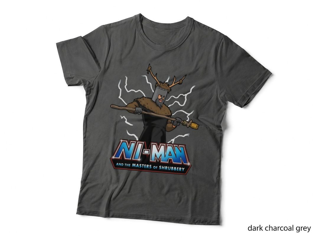 Masters of Shrubbery Monty Python Knights Who Say Ni Funny Mashup T-Shirt