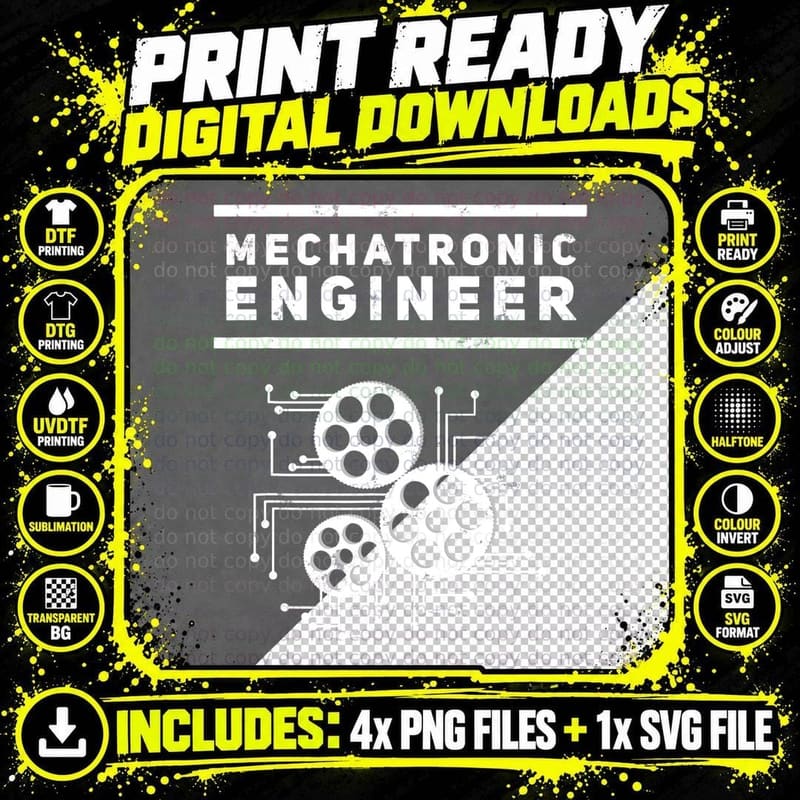 Mechatronics Engineer Funny Mechanics Robotics Birthday Png SVG Digital Bundle
