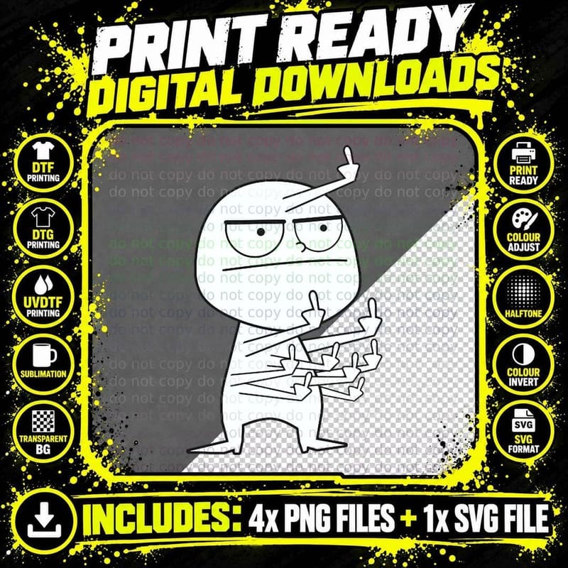 Middle Finger Maniac T-Shirt Png SVG Digital Bundle