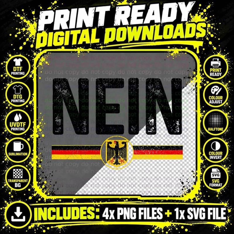 Nein Funny German No Germany Flag Souvenir Oktoberfest Png SVG Digital Bundle