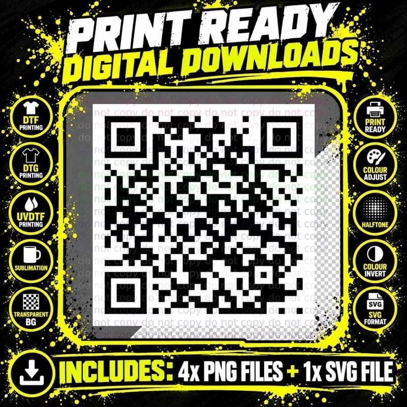 Never Gonna Give You up - QR Code T-Shirt Png SVG Digital Bundle