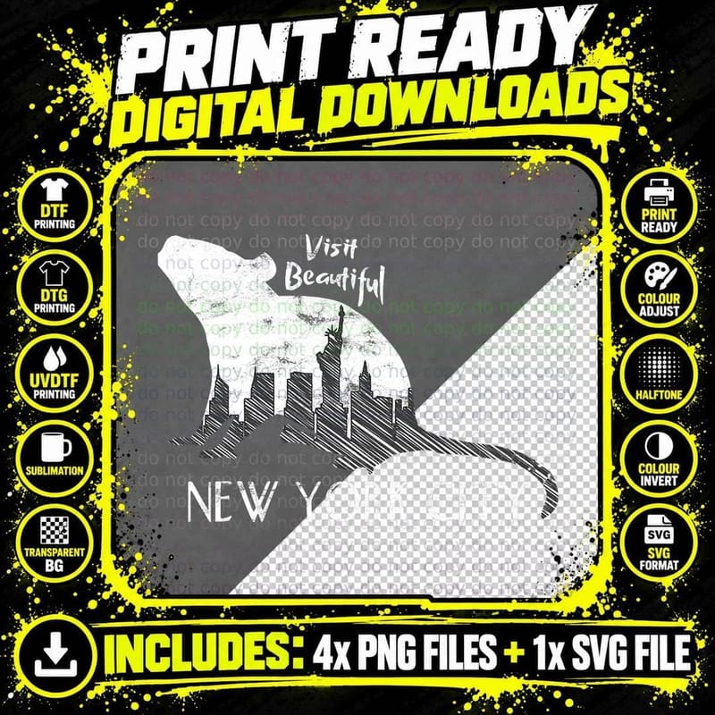 New York City Rat Funny Joke Humor T-Shirt Png SVG Digital Bundle