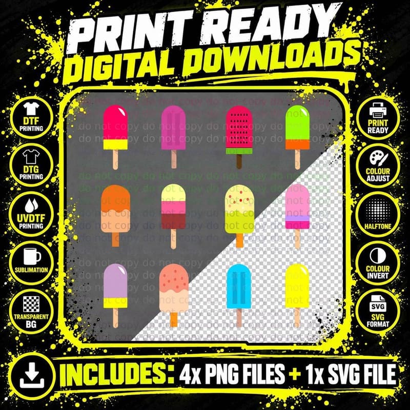 Novelty Popsicle Funny Summer Design Ice Cream Gift Png SVG Digital Bundle