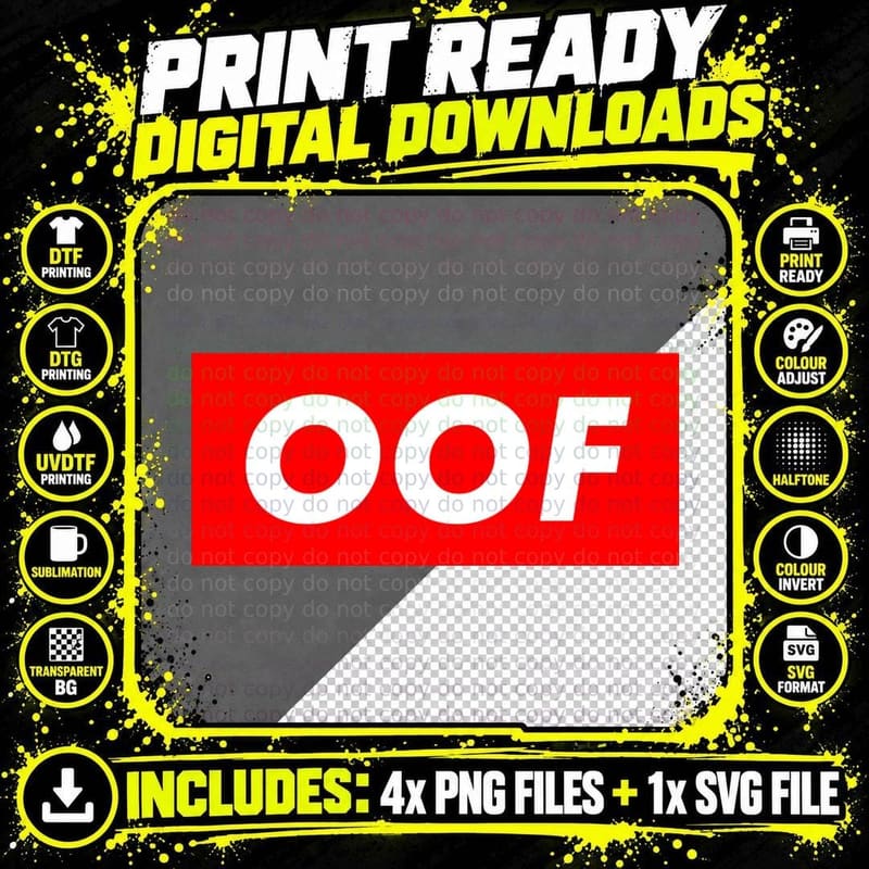 OOF Trendy Meme - Funny Slang T-Shirt Png SVG Digital Bundle
