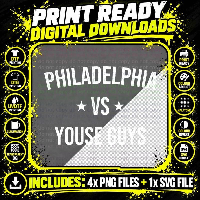 Philadelphia vs Youse Guys Funny Philly Sports Fan Cute Png SVG Digital Bundle