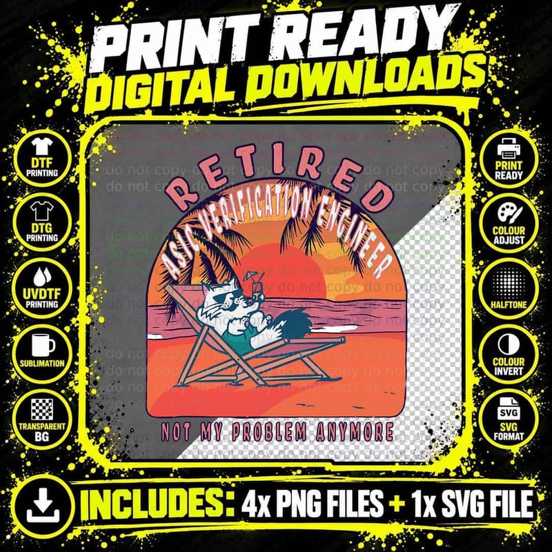 Retired Asic Verification Engineer Funny Vintage Png SVG Digital Bundle