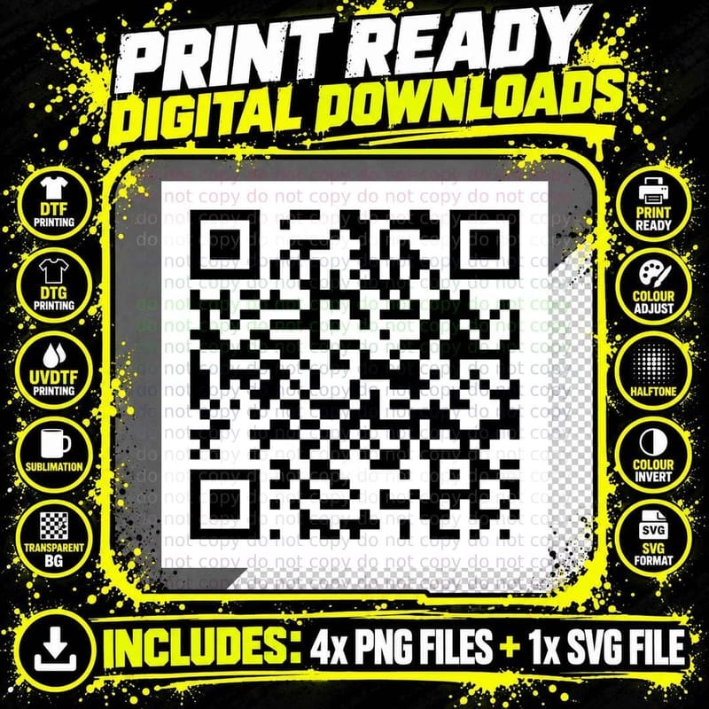 Rick Roll QR Code T-Shirt Png SVG Digital Bundle