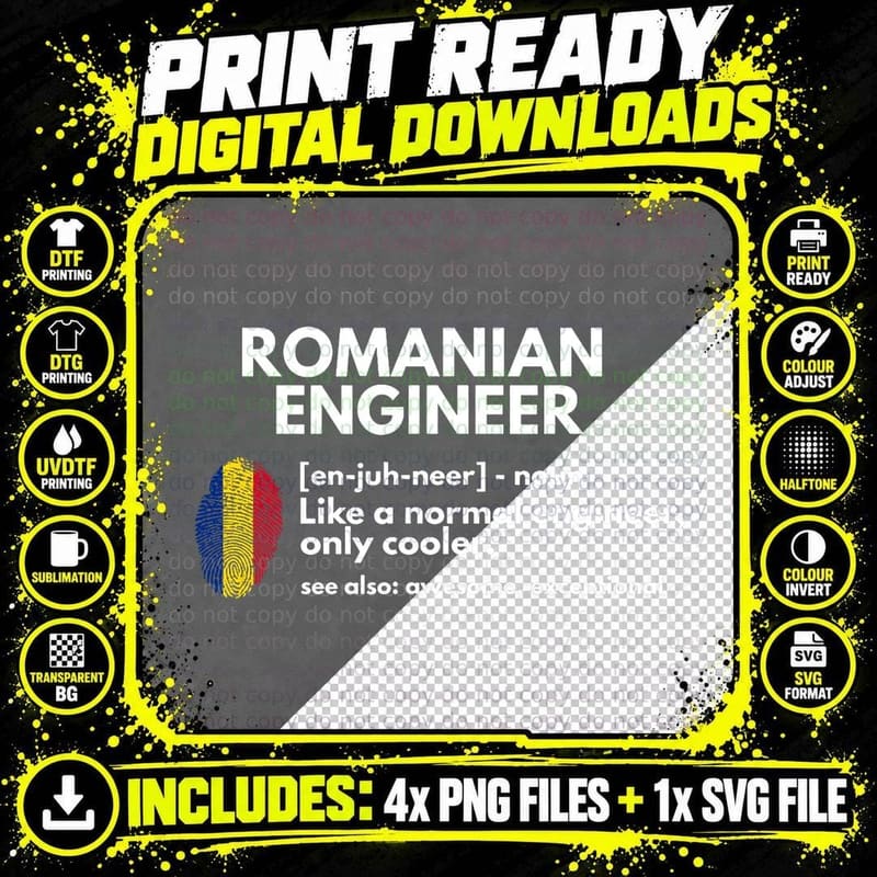 Romanian Engineer Definition Funny Romania Engineering Png SVG Digital Bundle