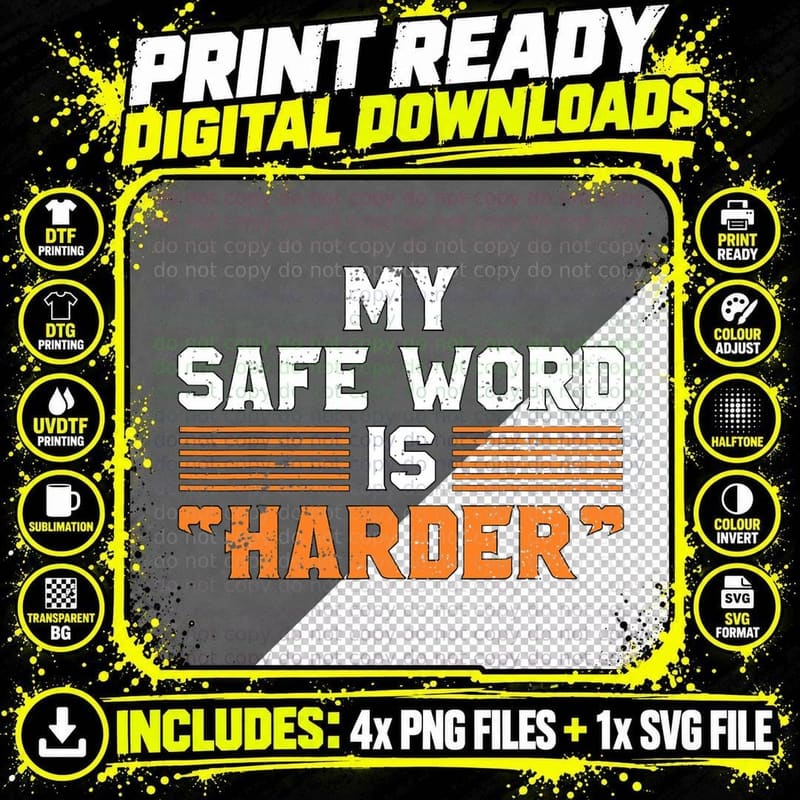 Safe Word Is Harder Naughty Dirty Adult Humor Sub Dom Png SVG Digital Bundle