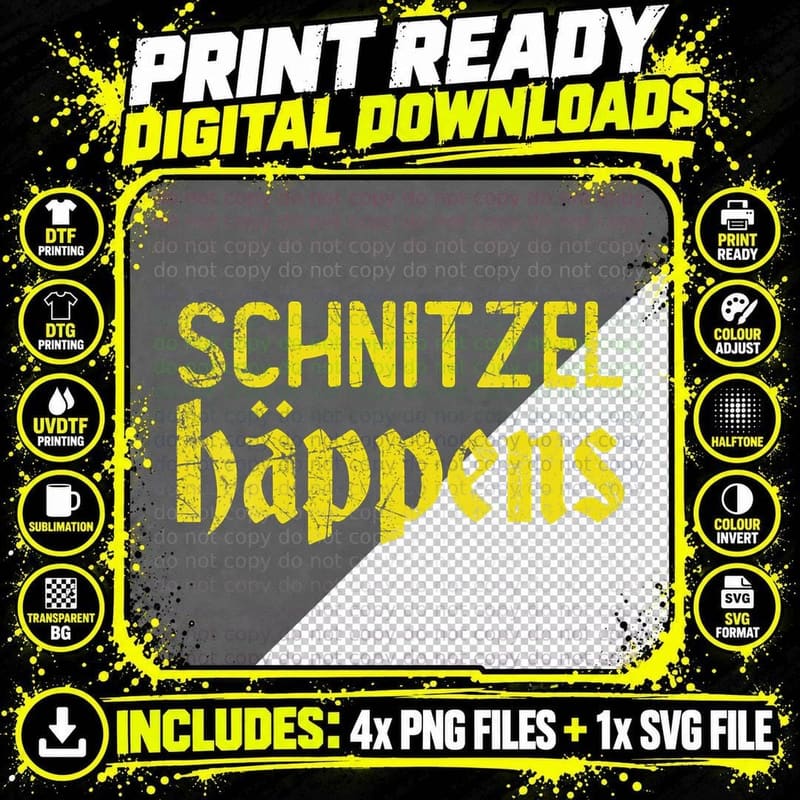 Schnitzel Happens Funny Oktoberfest T-Shirt Png SVG Digital Bundle