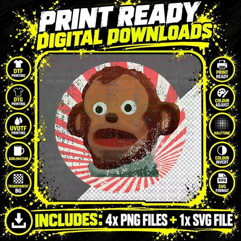 Surprised Puppet Monkey Kento Pedro Meme T-Shirt Png SVG Digital Bundle