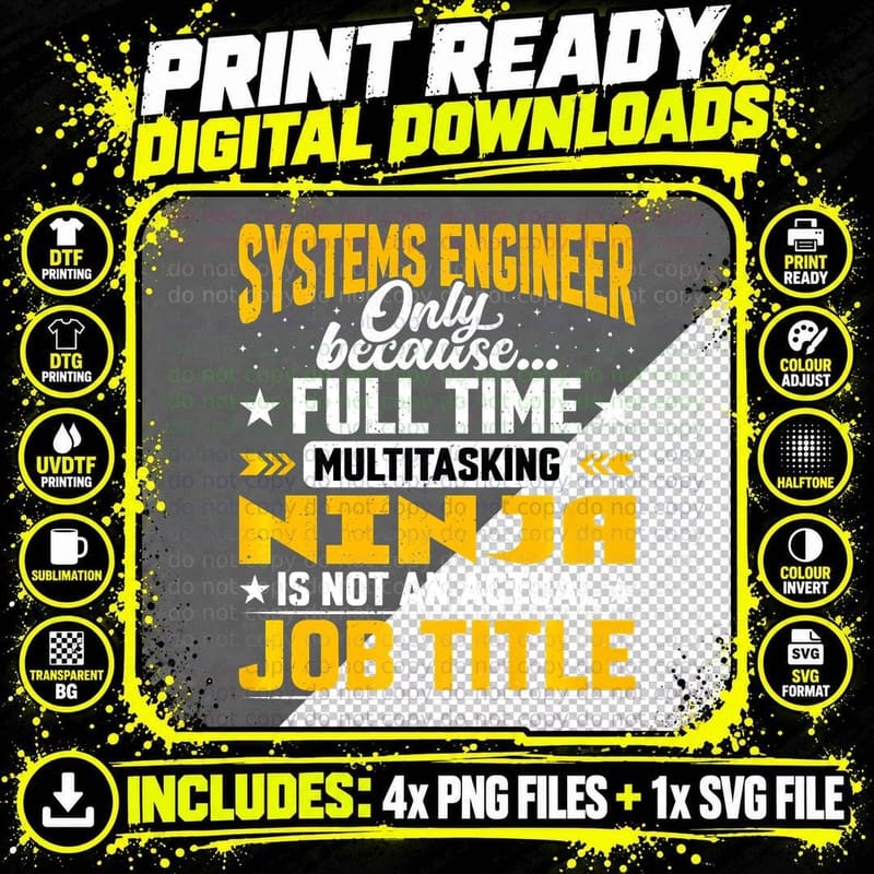 Systems Engineer Job Title - Funny Systems Technician Png SVG Digital Bundle