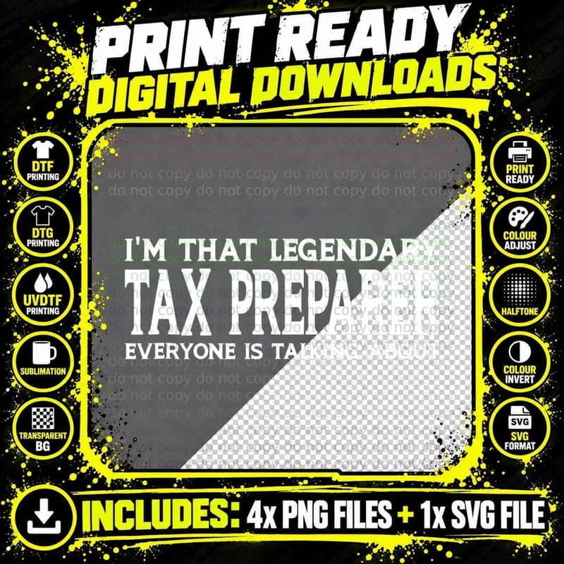 Tax Preparer Job Title Employee Funny Worker Tax Png SVG Digital Bundle