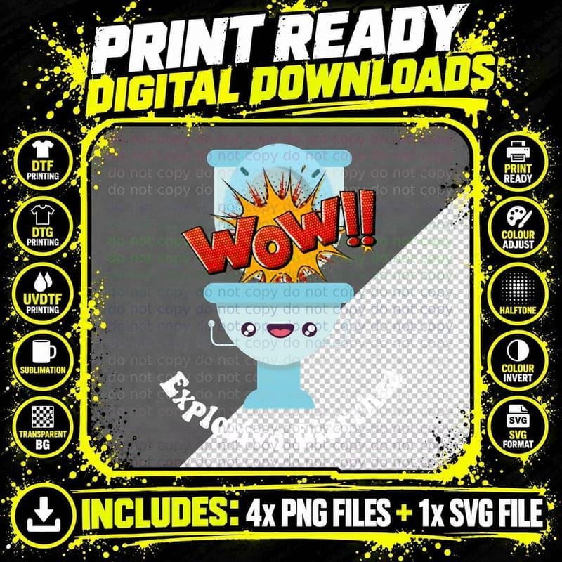 Toilet Humor Bathroom Humor WOW Explosive Diarrhea Png SVG Digital Bundle