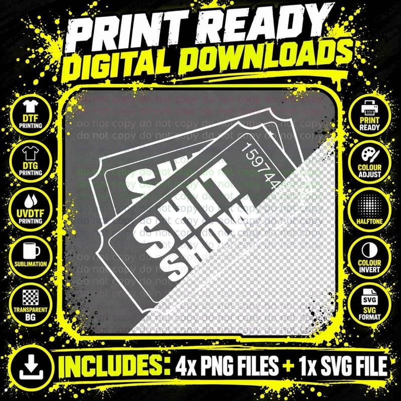 Two Tickets Shit Show T-Shirt Png SVG Digital Bundle