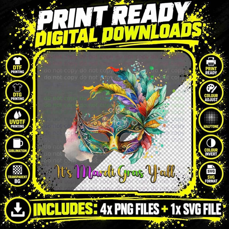 Vintage Mardi Gras Louisiana Funny Festival Party Png SVG Digital Bundle