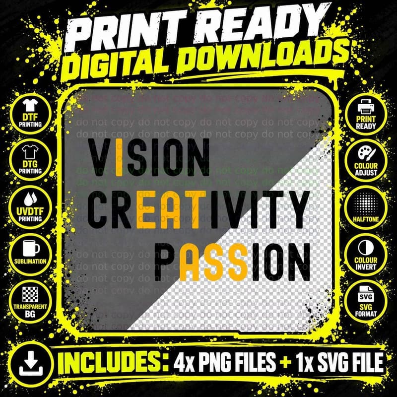Vision Creativity Passion Adult Joke T-Shirt Png SVG Digital Bundle