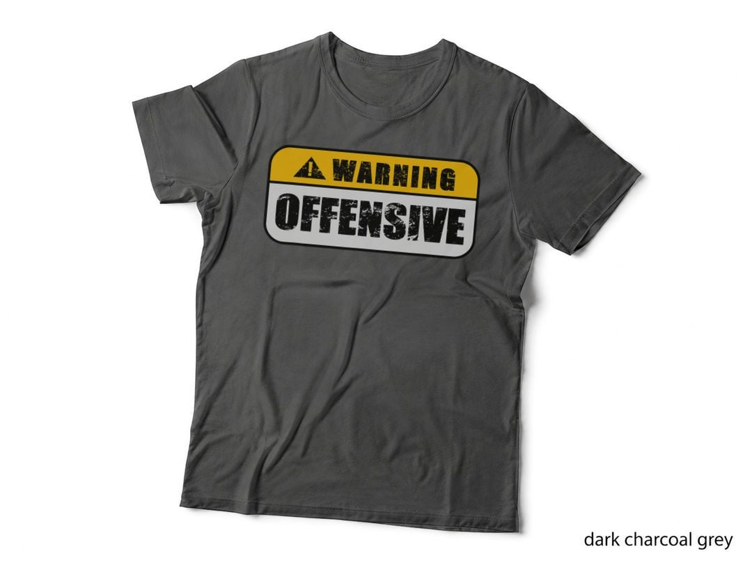 Warning Offensive Sign Funny Joke Distressed T-Shirt