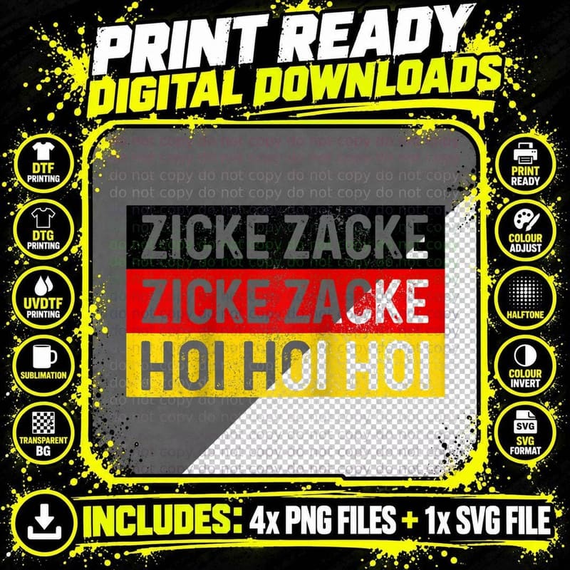 Zicke Zacke Hoi Oktoberfest German Flag Party Funny Gift Png SVG Digital Bundle