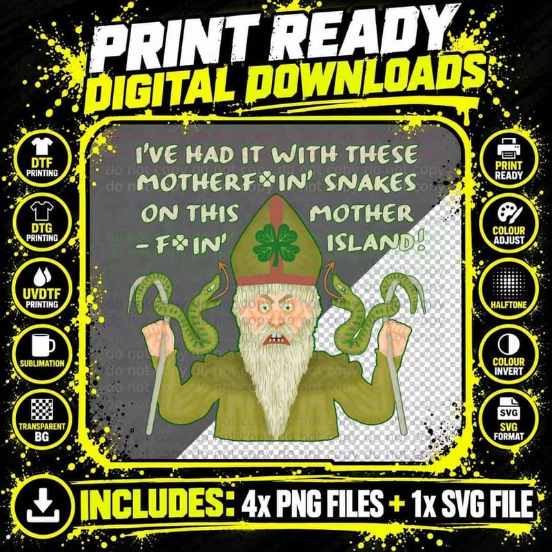 Funny Saint Patrick's Day Snakes Joke Irish T-Shirt Png SVG Digital Bundle
