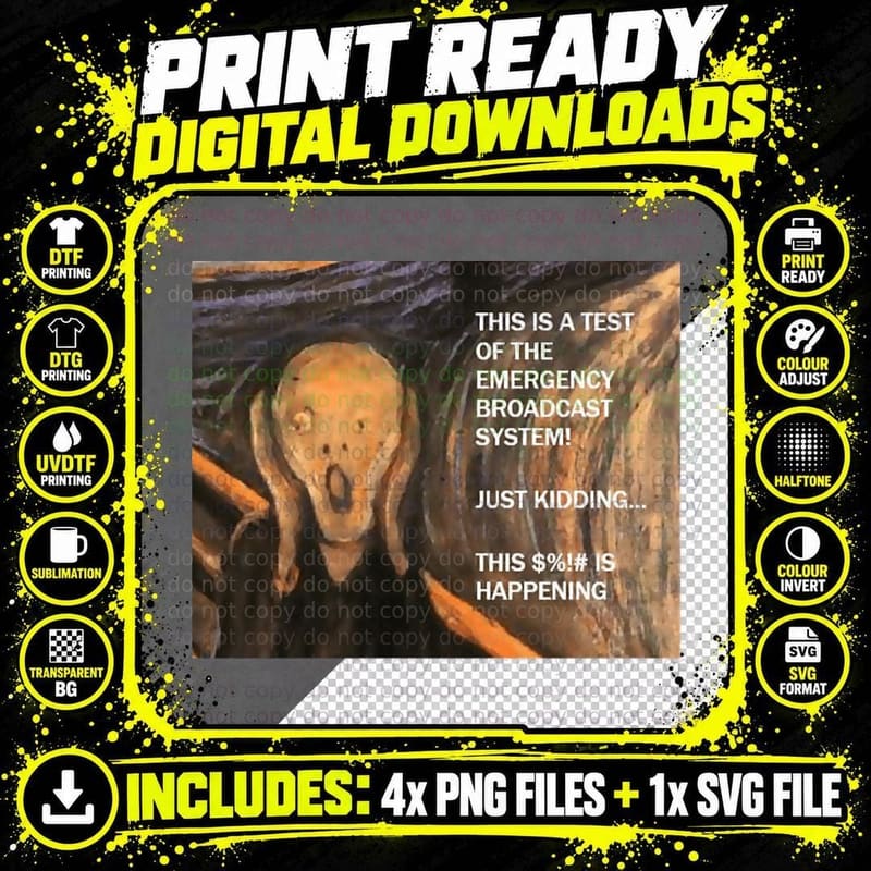 Funny Scream Art with Caption This Is a Test of the Png SVG Digital Bundle