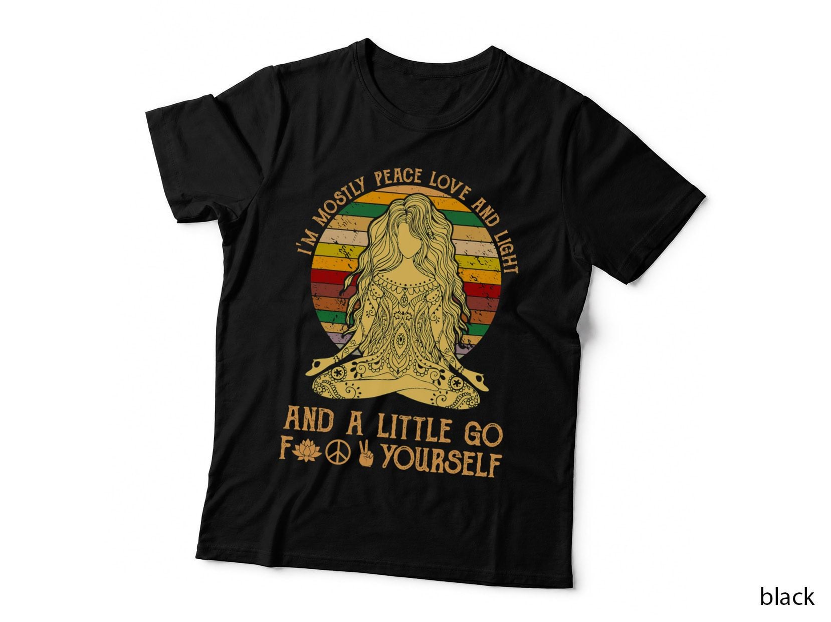 I'm Mostly Peace Love and Light Funny Vintage Yoga T-Shirt