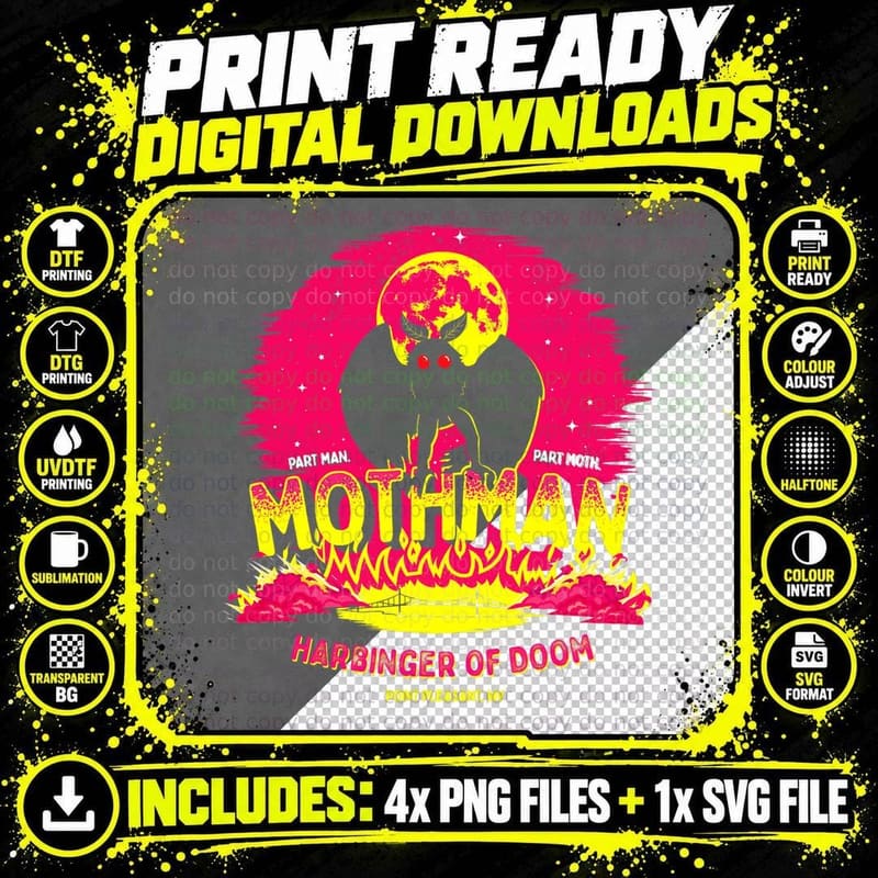 Mothman - Harbinger of Doom! Funny Cute Cryptid Creature Png SVG Digital Bundle