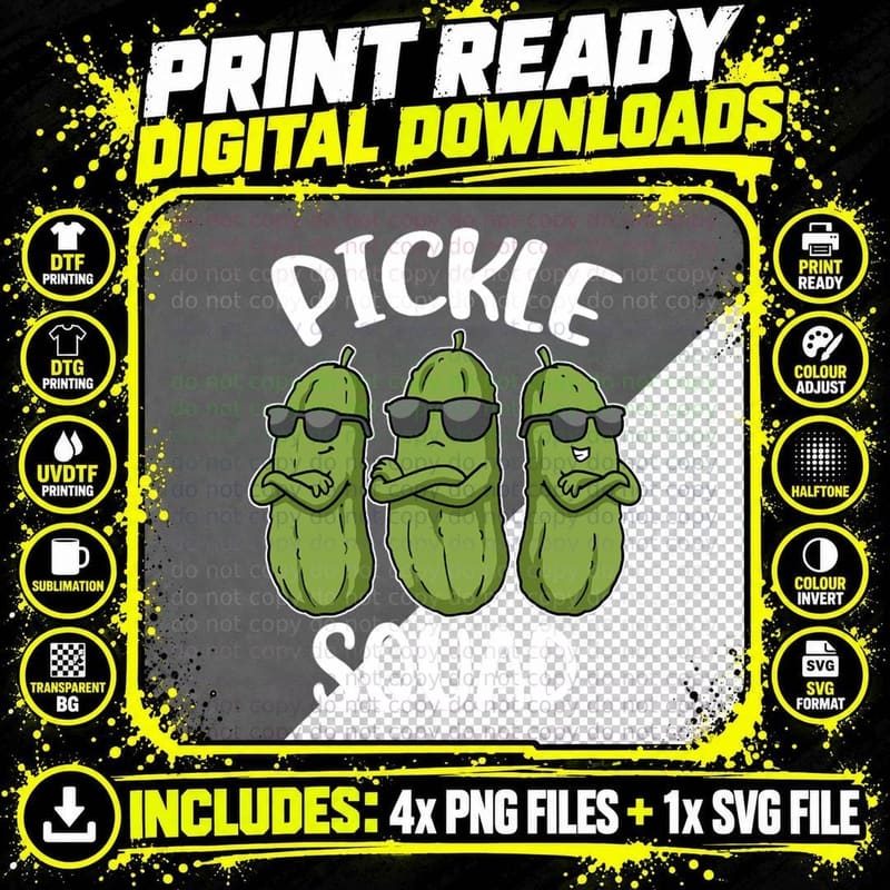 Pickle Squad - Pickle Squad Funny Pickle Gift T-Shirt Png SVG Digital Bundle