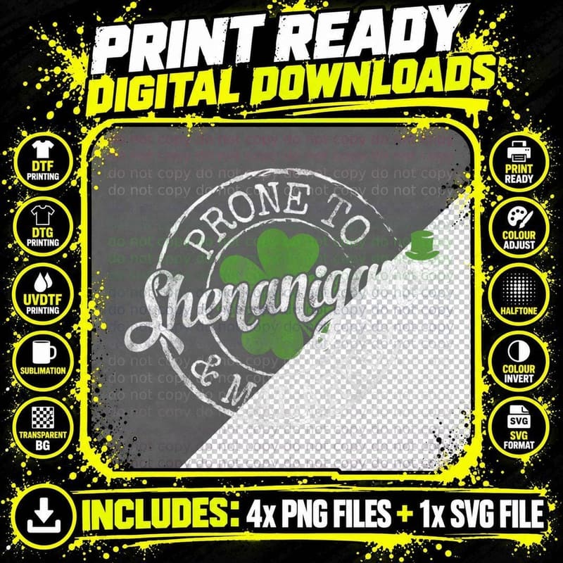 Prone to Shenanigans and Malarkey Funny 1 T-Shirt Png SVG Digital Bundle
