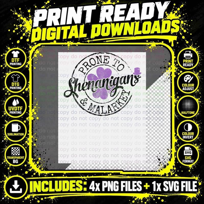 Prone to Shenanigans and Malarkey Funny T-Shirt Png SVG Digital Bundle
