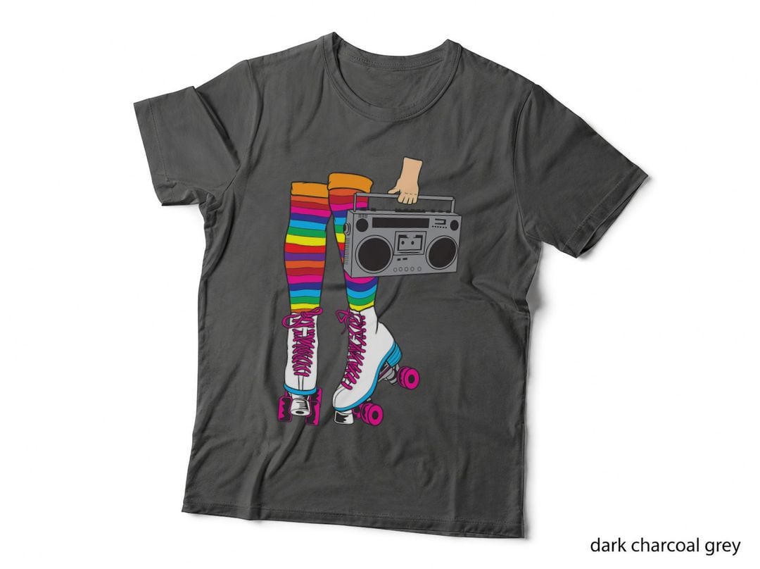 Retro Rollerskates Funny 80's Roller Disco Skating Girl Gift T-Shirt