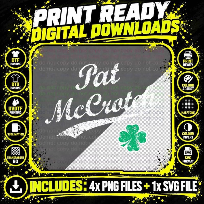 St. Patrick's Day Pat Mccrotch Funny Irish Name Png SVG Digital Bundle