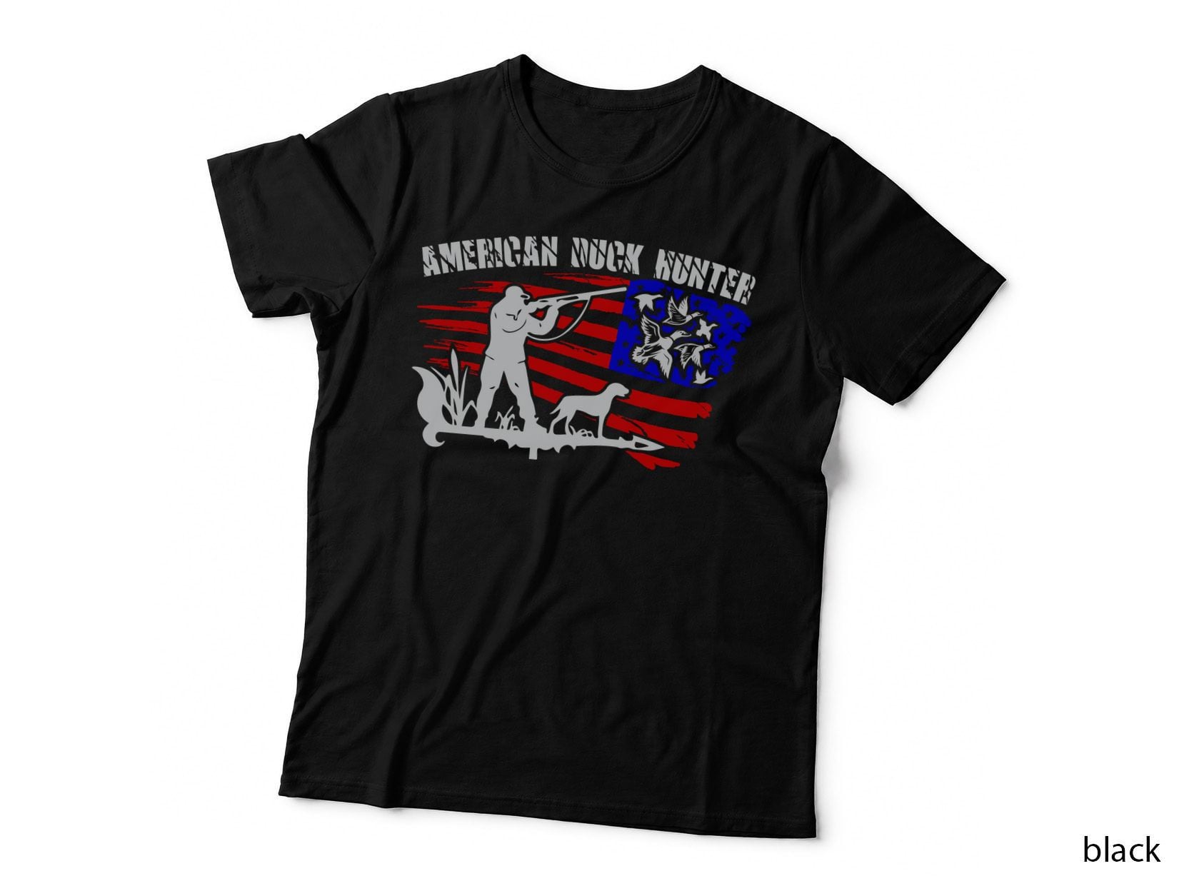 American Duck Hunter Hunting T-Shirt, American Duck Hunting Silhouette Graphic