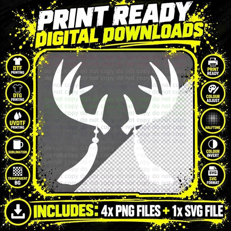 Antler Earrings Silhouette T-Shirt, Trendy Graphic Tee Png SVG Digital Bundle
