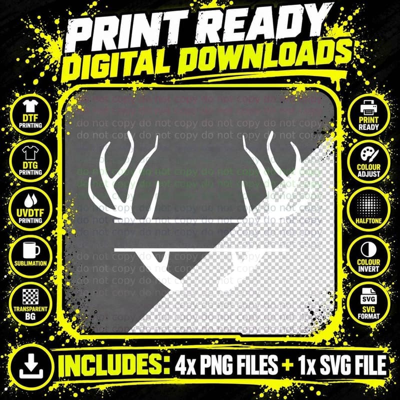 Antler Silhouette Design T-Shirt, Trendy Graphic Tee Png SVG Digital Bundle