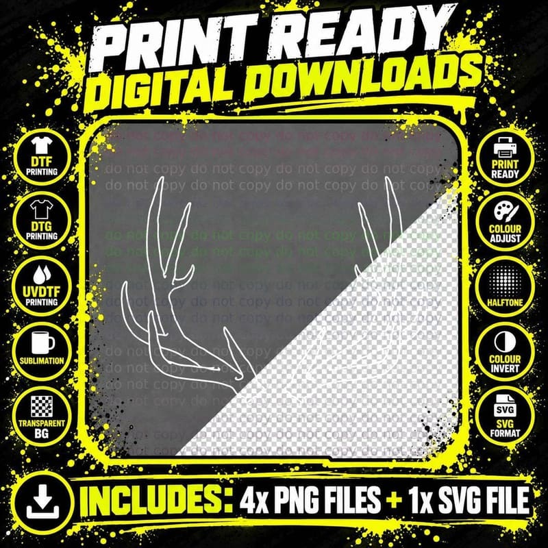 Antler Silhouette Design T-Shirt, Trendy Graphic Tee Png SVG Digital Bundle