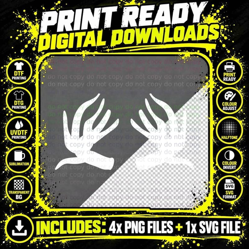 Antler Silhouettes T-Shirt, Trendy Graphic Tee Png SVG Digital Bundle