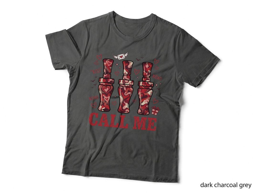 Call Me Hunting T-Shirt, Camo-Patterned Bottles with Hearts Graphic Tee