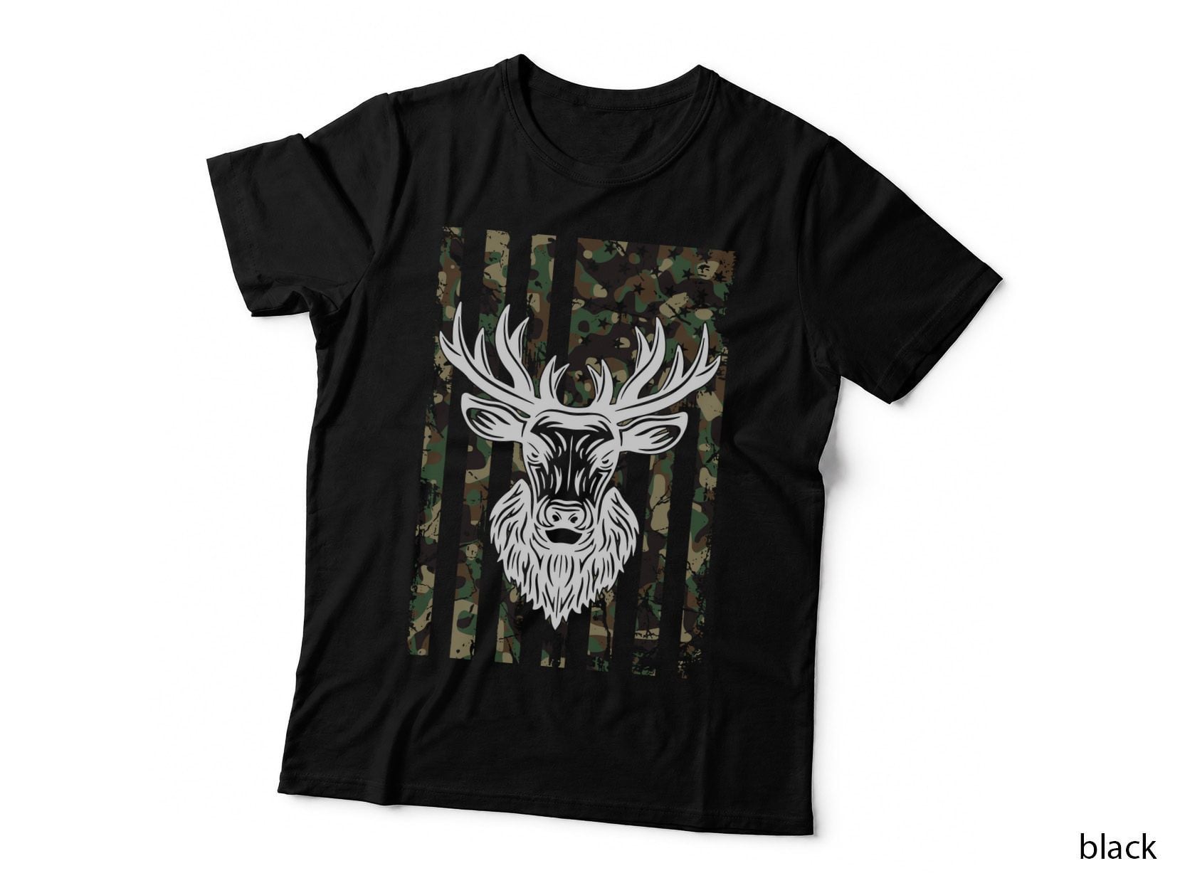 Camo Deer Head Silhouette Hunting T-Shirt, Hunting Graphic Tee