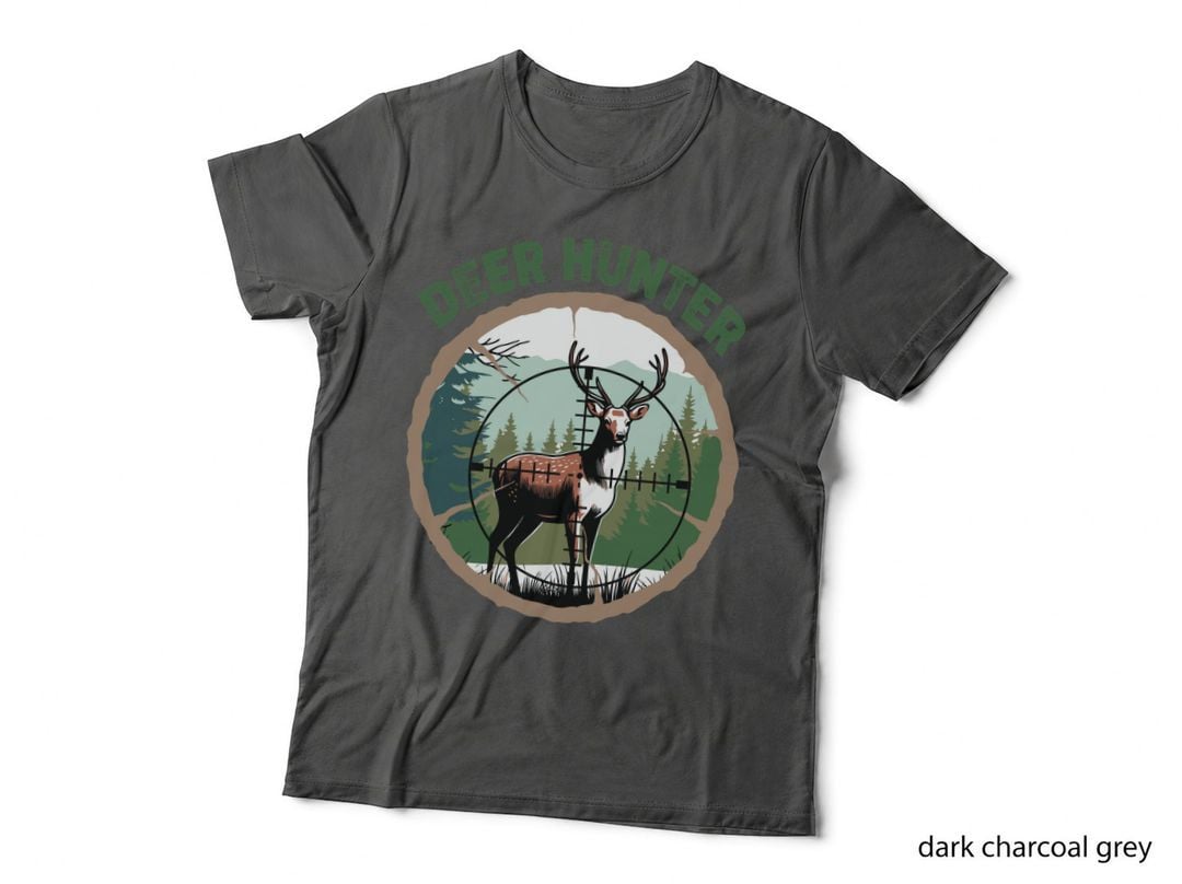 Deer Hunter Hunting T-Shirt, Deer Hunting in Forest Graphic Tee