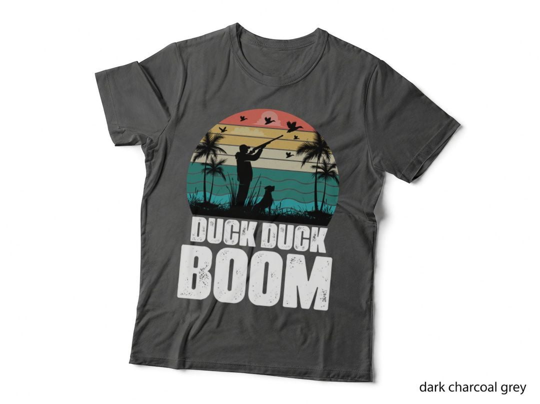 Duck Boom Hunting T-Shirt, Duck Hunting Silhouette with Palm Graphic Tee