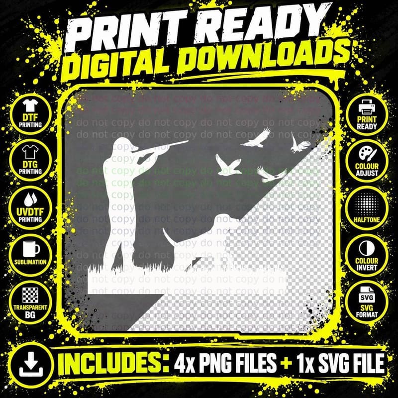 Duck Hunter Silhouette T-Shirt, Trendy Graphic Tee Png SVG Digital Bundle