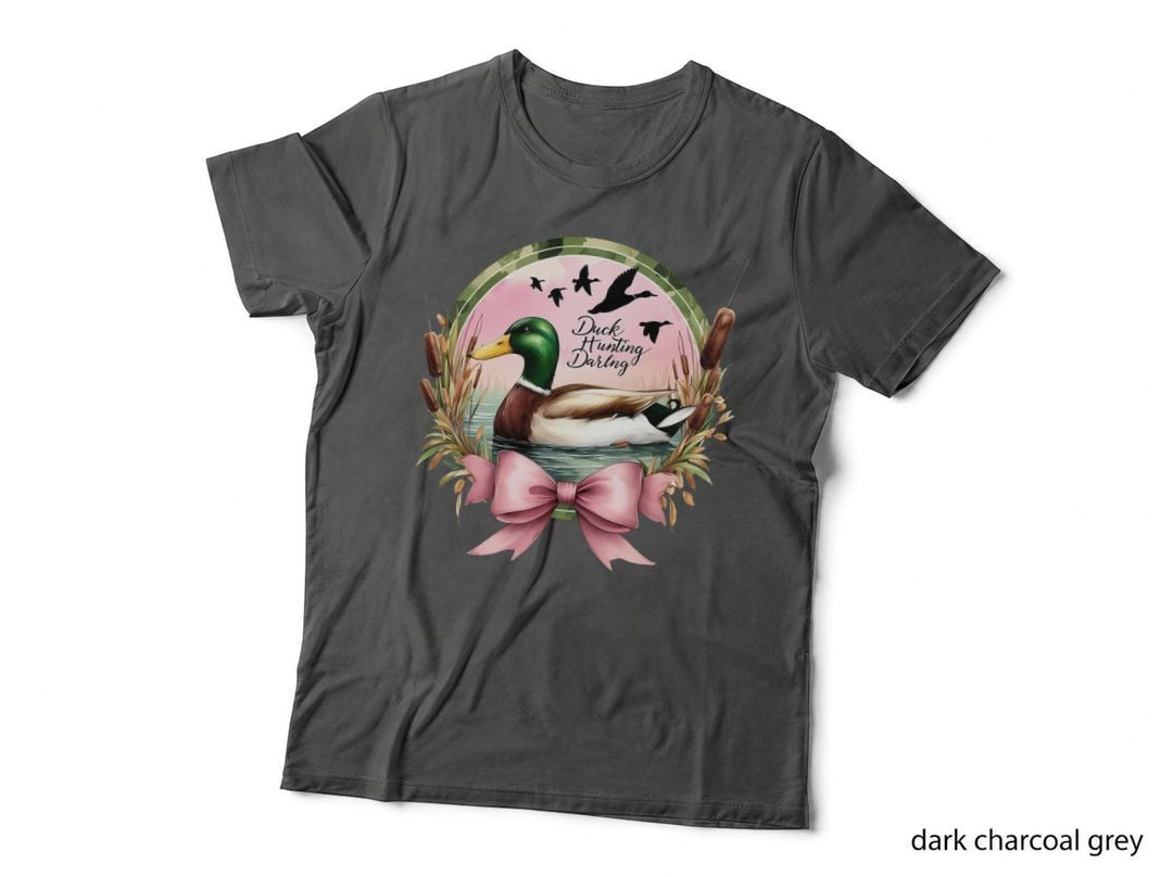 Duck Hunting Darling Hunting T-Shirt, Duck in Water with Cattails Graphic Tee